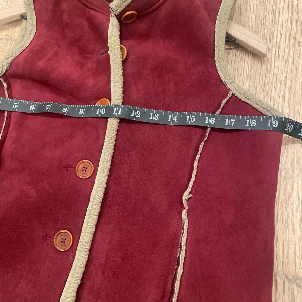 Boden Womens Burgundy Faux Shearling Suede Vest Gilet Wine Red Small Cozy - Picture 7 of 8
